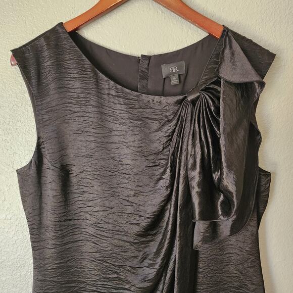 Banana Republic BR Monogram Textured Drape Detail Little Black Dress - Picture 2 of 7